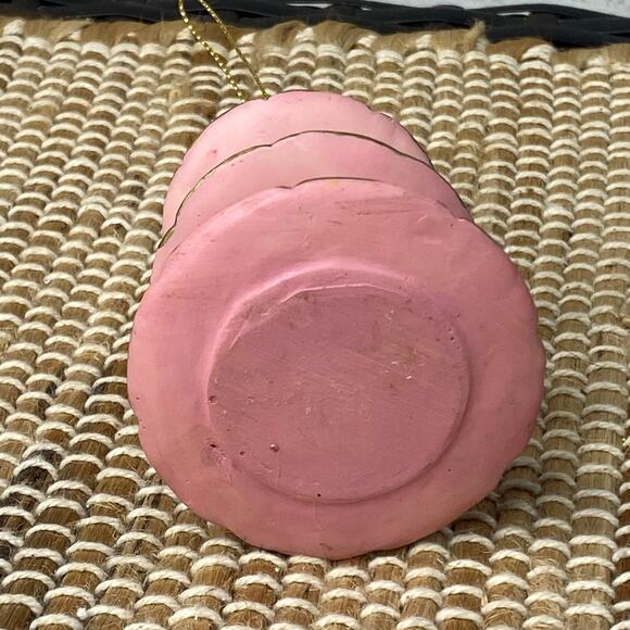 Three Tier Dessert Stand Christmas Tree Ornament Bakery, Miniature Pink & Gold - Picture 11 of 11